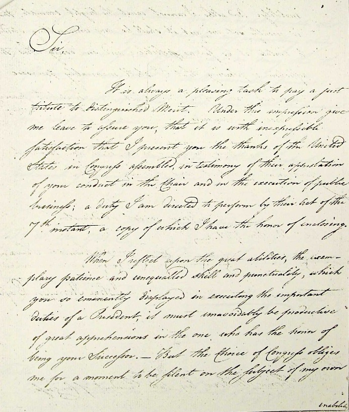 President John Hanson Letter of Thanks to Thomas McKean for serving as President of the United States 