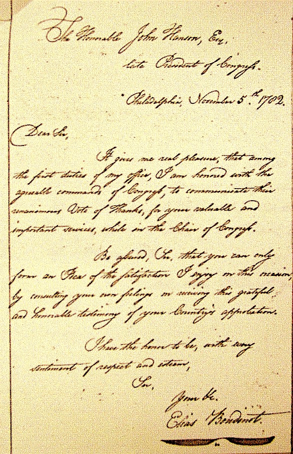 Elias Boudinot Letter