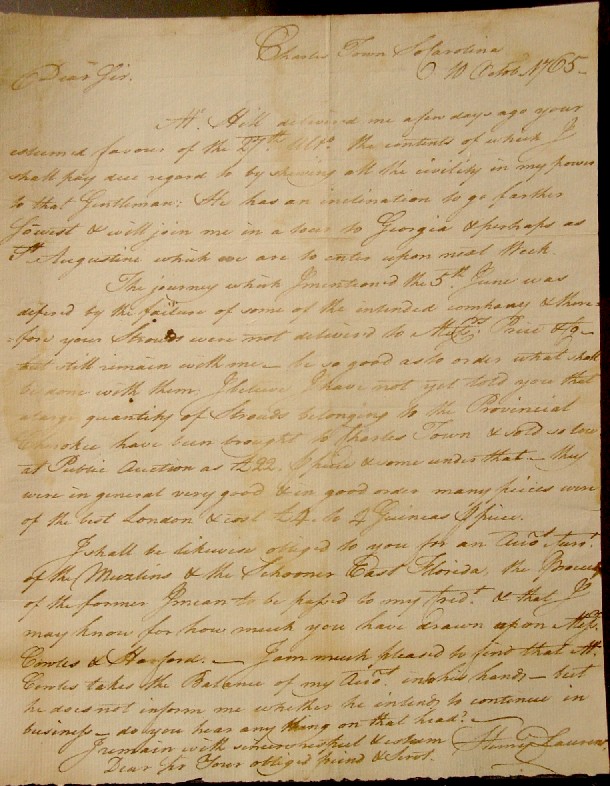 Henry Laurens Letter