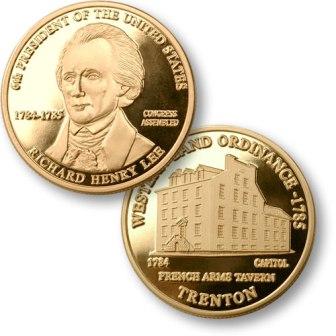 President Richard Henry Lee Proposed $1.00 Presidential  Coin with U.S. Capitol  French Arms Tavern