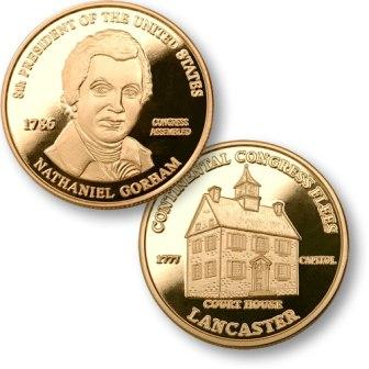President Nathaniel Gorham Proposed Presidential $1.00 Coin with US Capitol Lancaster Court House