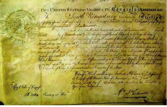 President Arthur St. Clair signed U.S. Military Commission October 26, 1787 