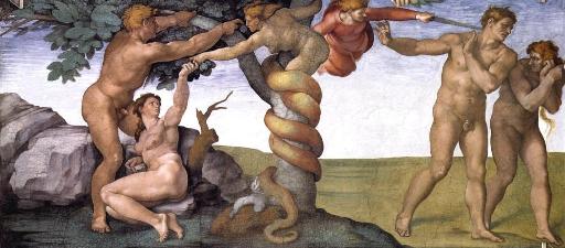 Adam and Eve interrupted during oral sex  Sistine Chapel